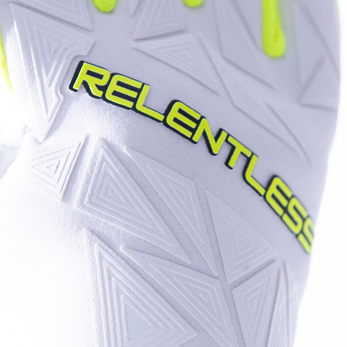 White and neon yellow goalkeeper glove